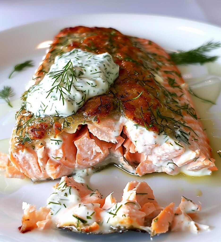 Baked Salmon with Dill Yogurt Sauce
