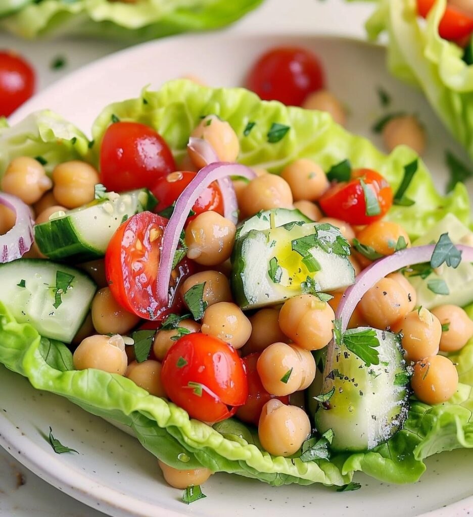 Chickpea Salad Lettuce Boats