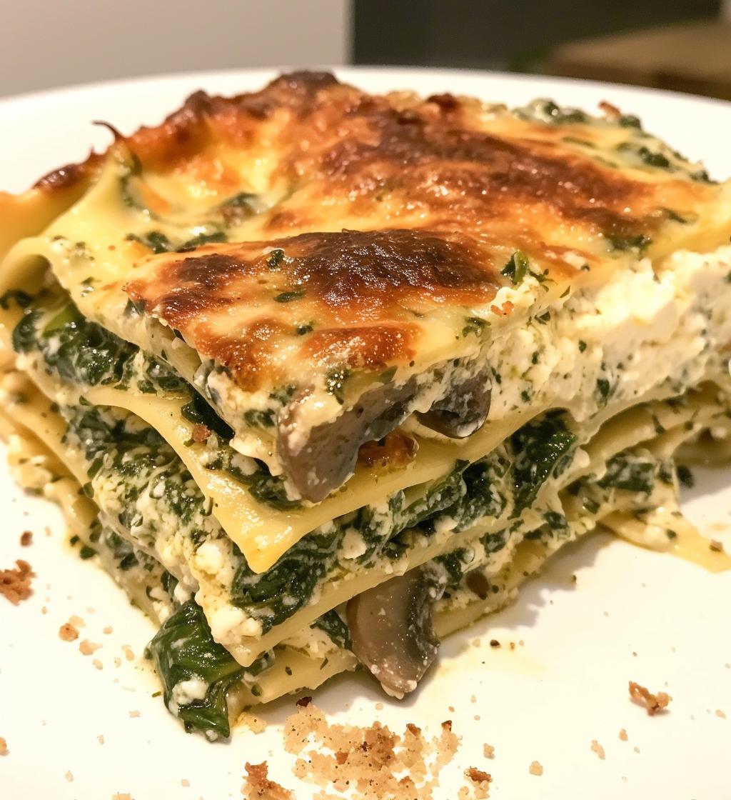 Creamy Spinach & Mushroom Lasagna