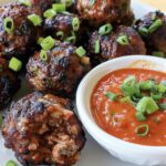 Korean BBQ Meatballs with Spicy Mayo Dip