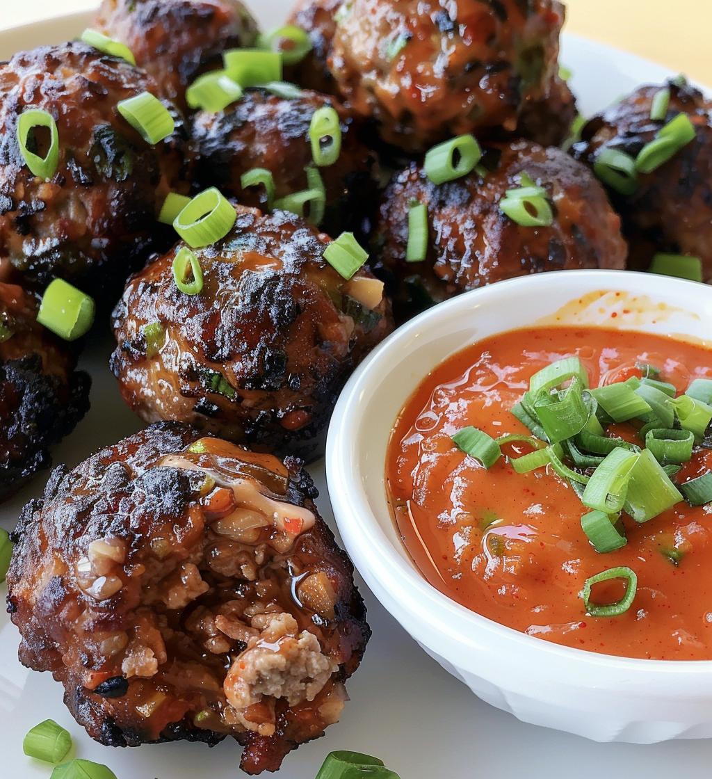 Korean BBQ Meatballs with Spicy Mayo Dip