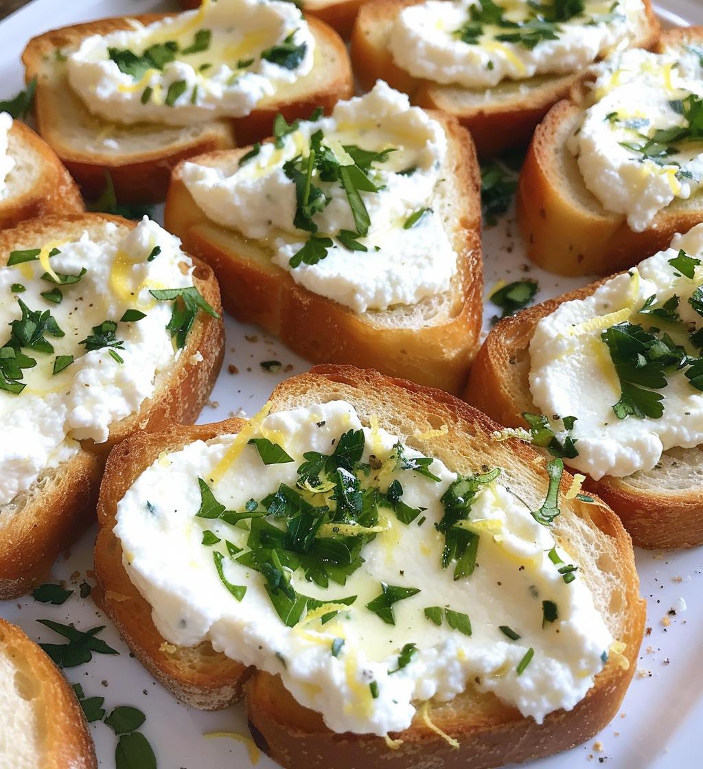 Lemon Herb Whipped Ricotta Toasts