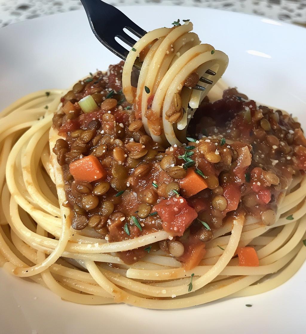 Lentil Bolognese over Whole-Wheat Pasta - detail 1
