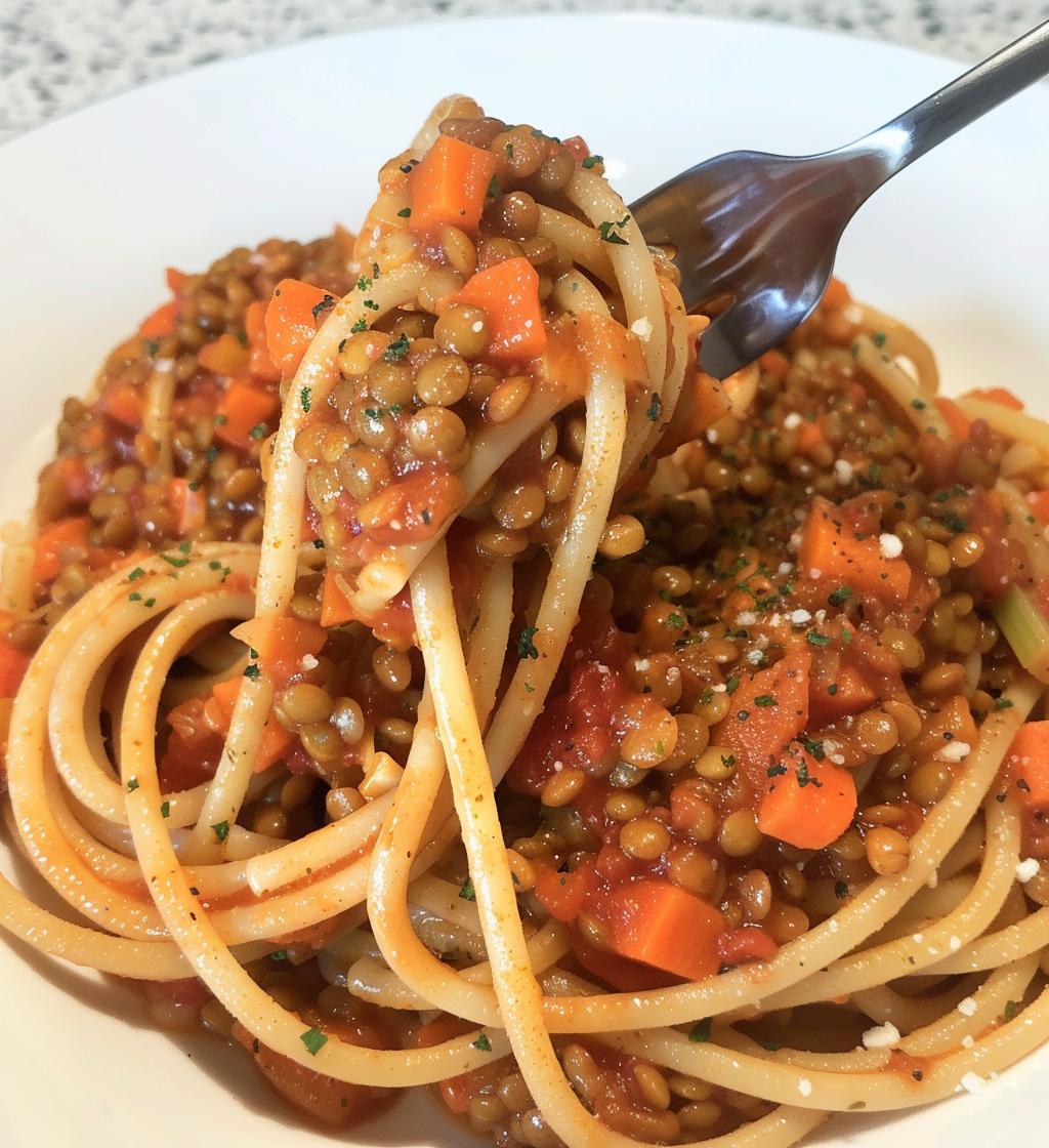 Lentil Bolognese over Whole-Wheat Pasta