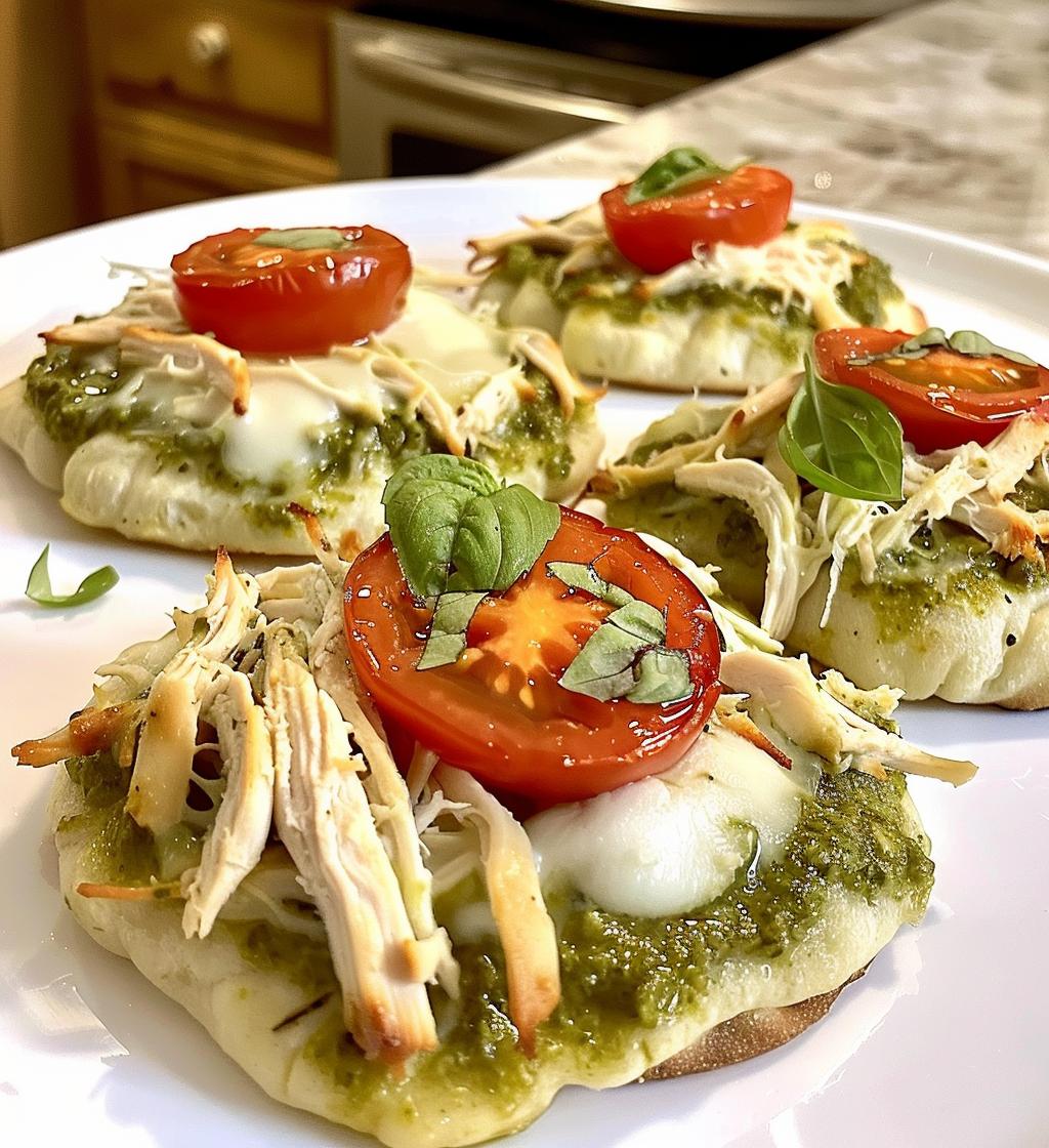 Pesto Chicken Flatbread Bites