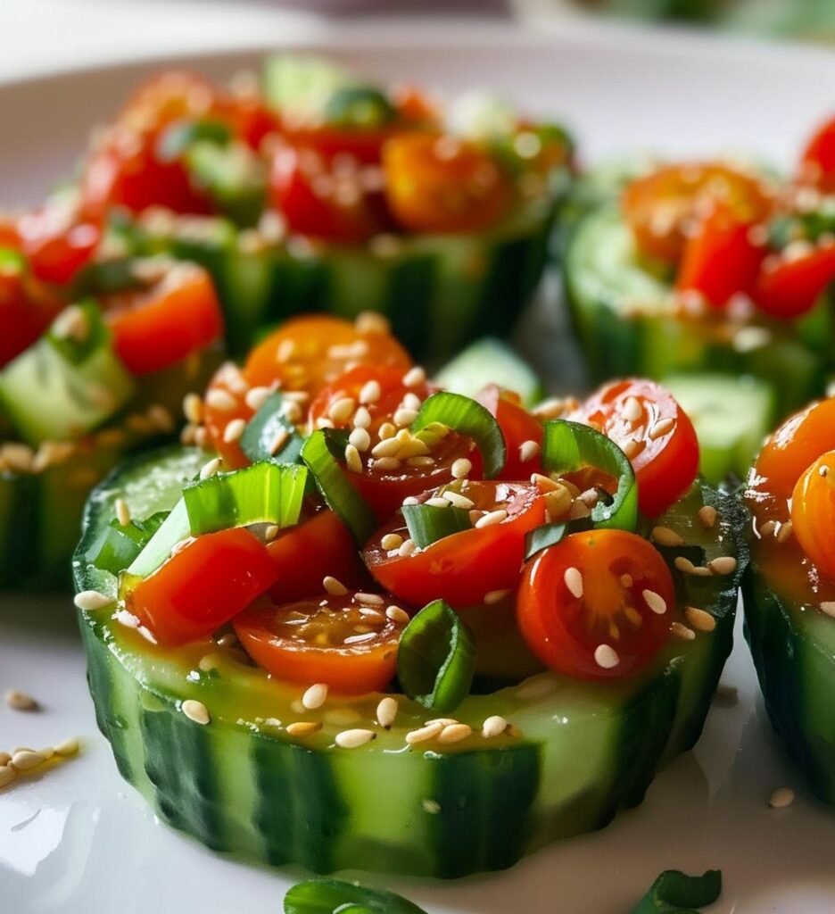 Smashed Cucumber Sesame Salad Cups