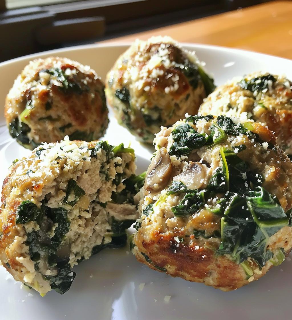 Spinach Mushroom Turkey Meatballs - detail 1