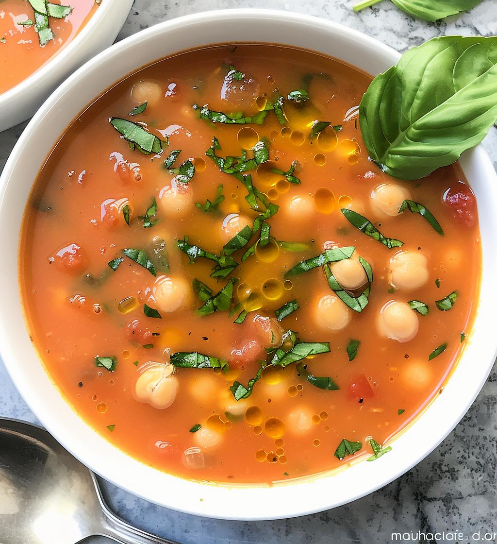 Tomato Basil Chickpea Soup