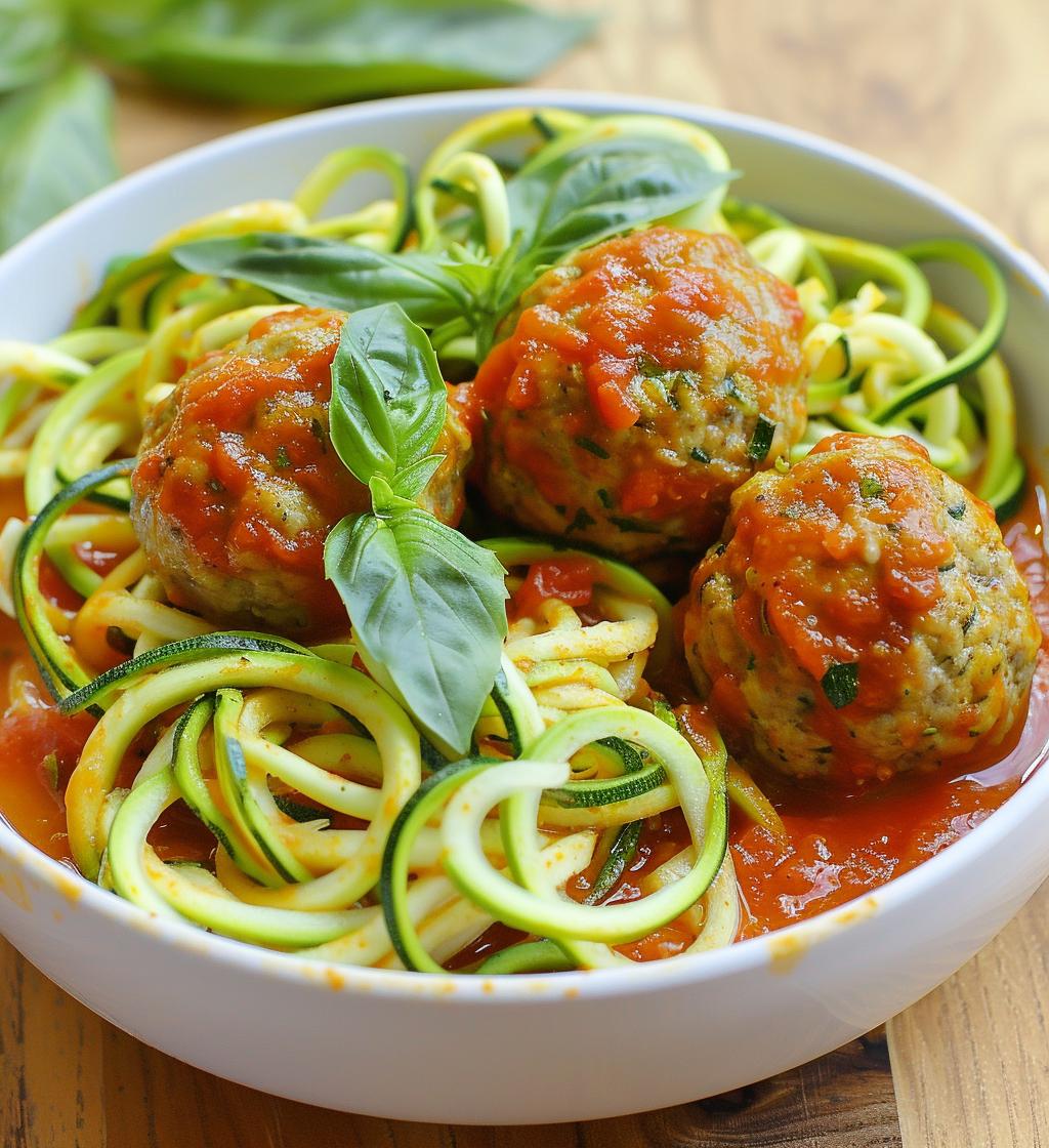 Turkey Meatball Zoodle Bowl
