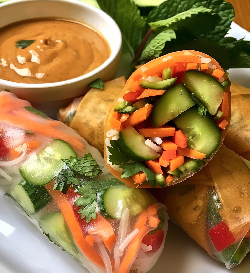 Veggie Spring Rolls with Peanut Sauce - detail 1