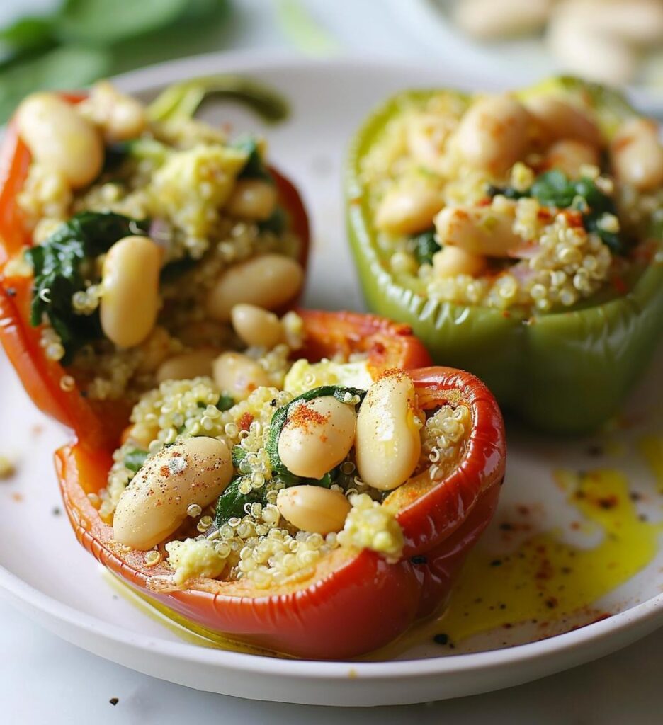 White Bean & Spinach Stuffed Peppers