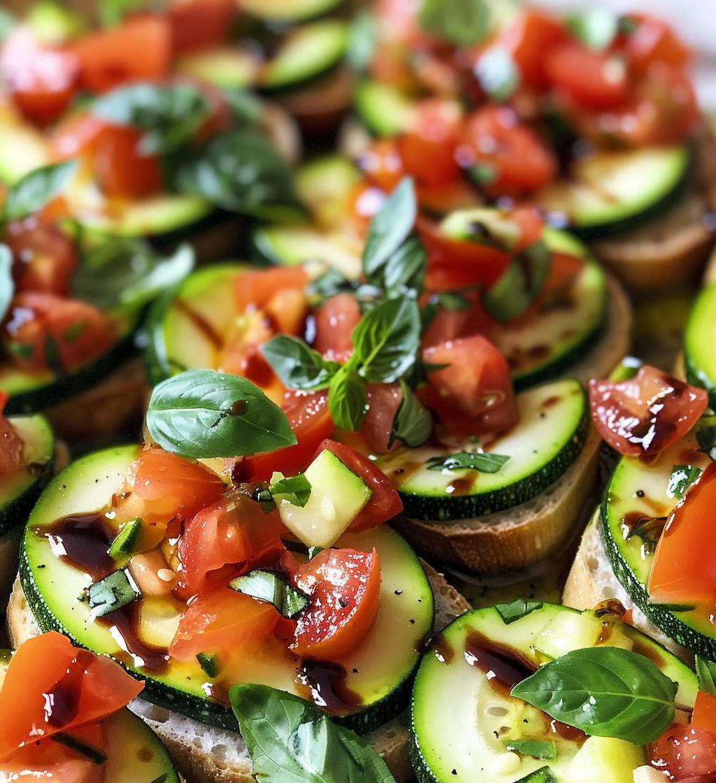 Zucchini Tomato Bruschetta (no bread — use cucumber slices)