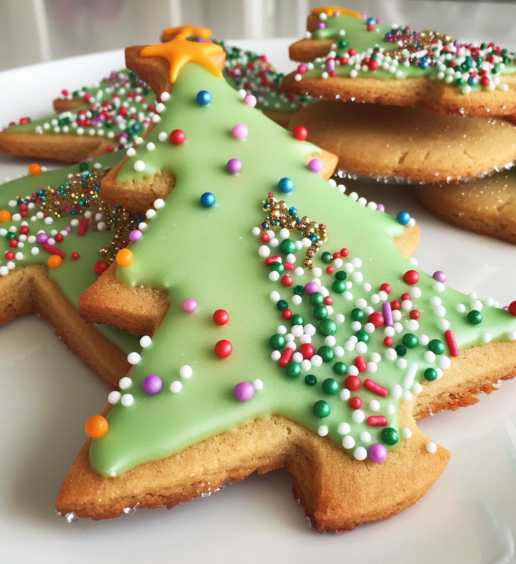 christmas tree cookies decorated - detail 1