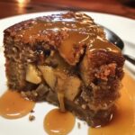 Apple Date Chai Pudding Cake with Warm Caramel