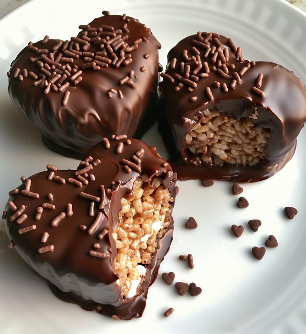 Chocolate Dipped Heart Rice Krispie Treats