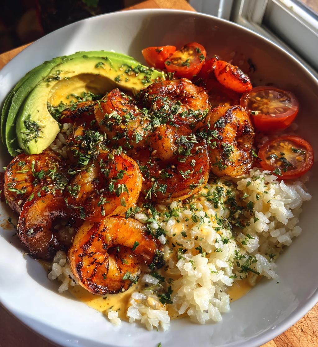 Grilled Shrimp Bowl with Creamy Garlic Sauce