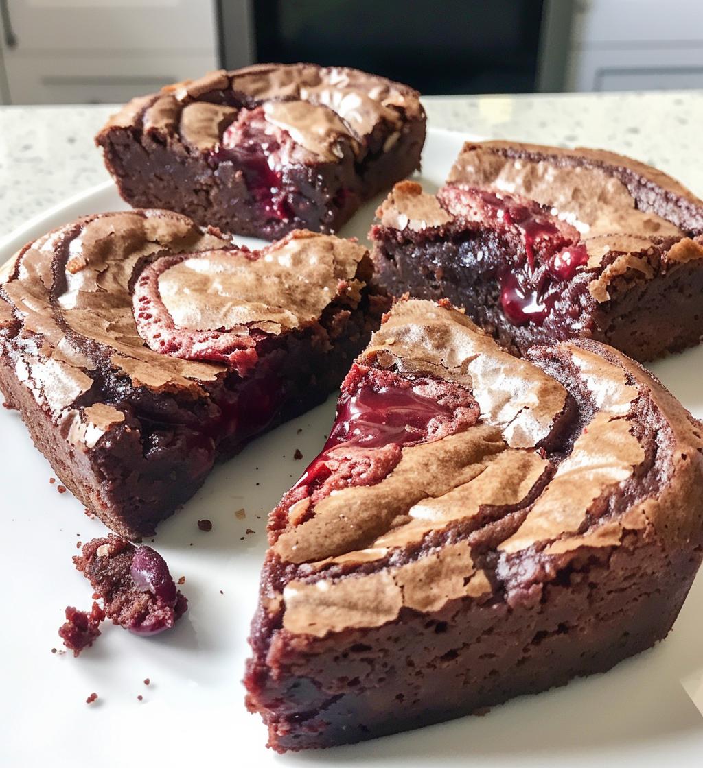 Heart Shaped Brownies with Raspberry Swirl - detail 1