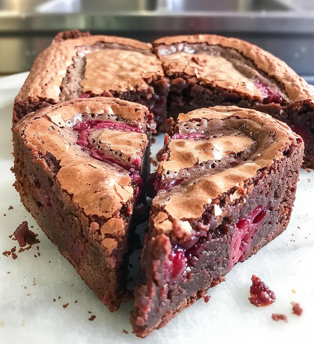 Heart Shaped Brownies with Raspberry Swirl