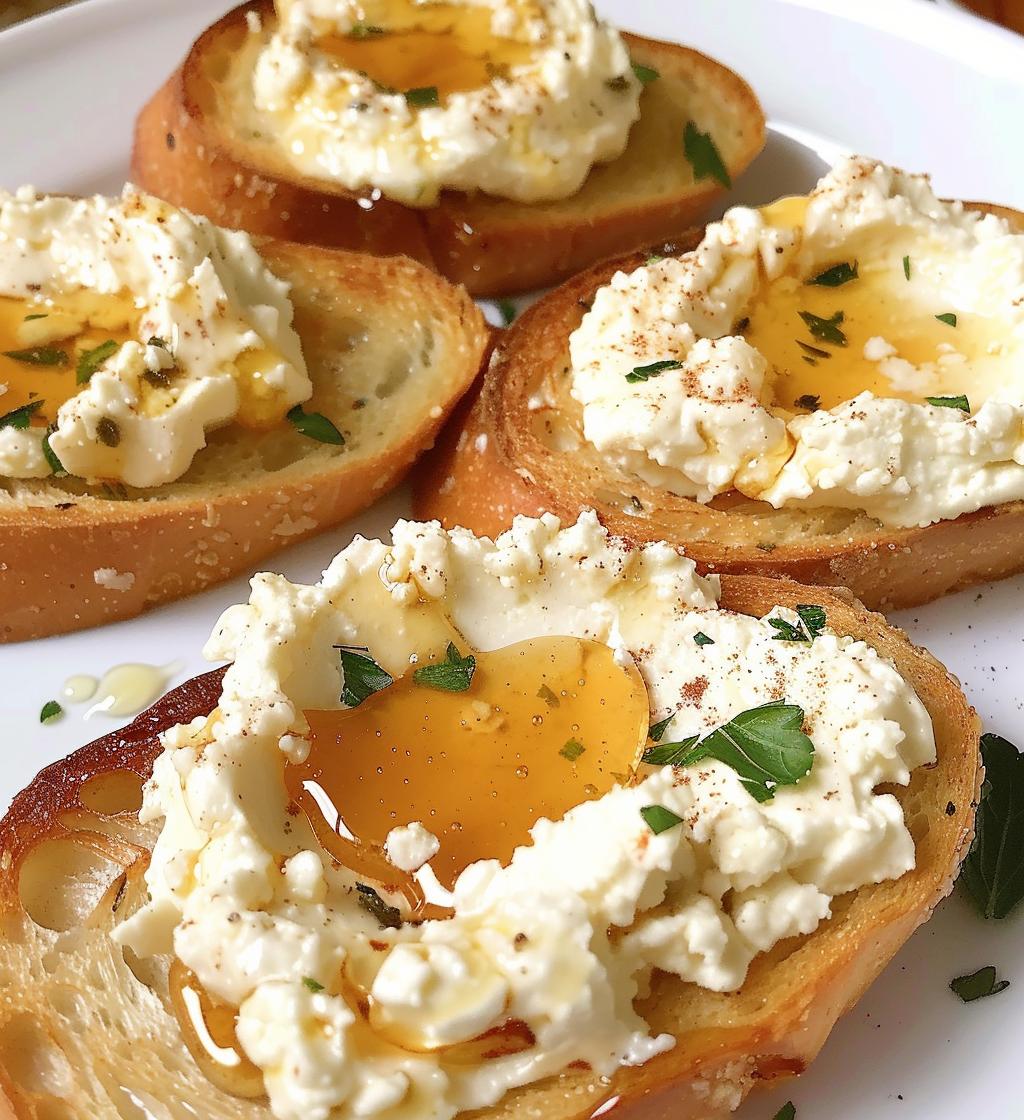Hot Honey Whipped Feta Crostini
