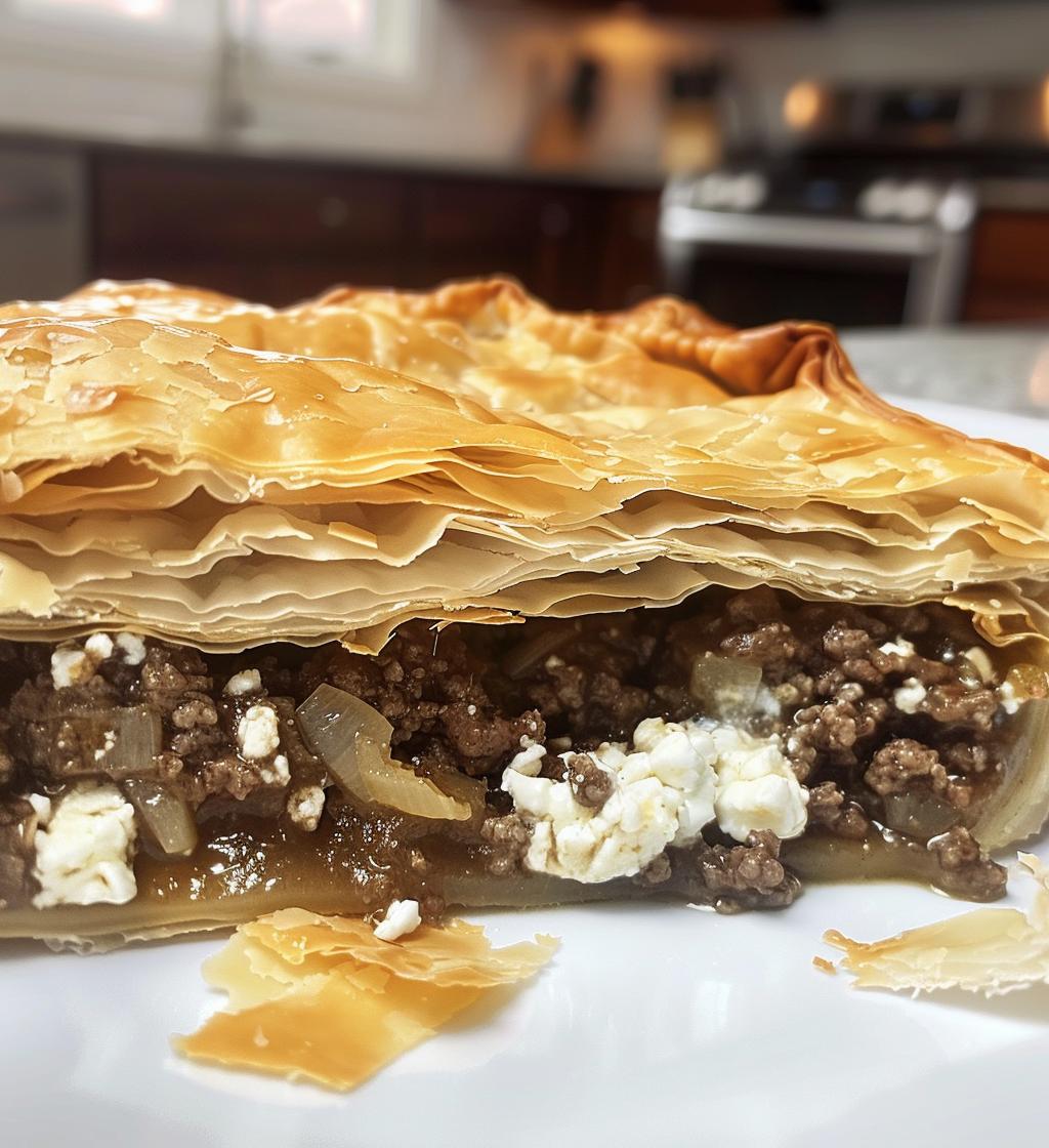 Kreatopita Greek Meat Pie - detail 1