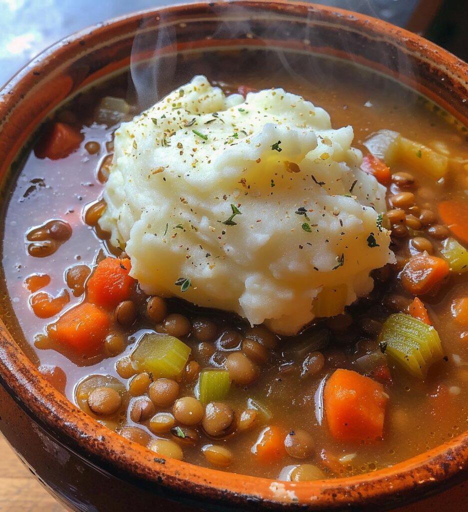 Lentil Stew with Mashed Potatoes