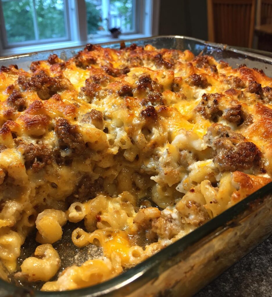 Mac and Cheese Meatloaf Casserole