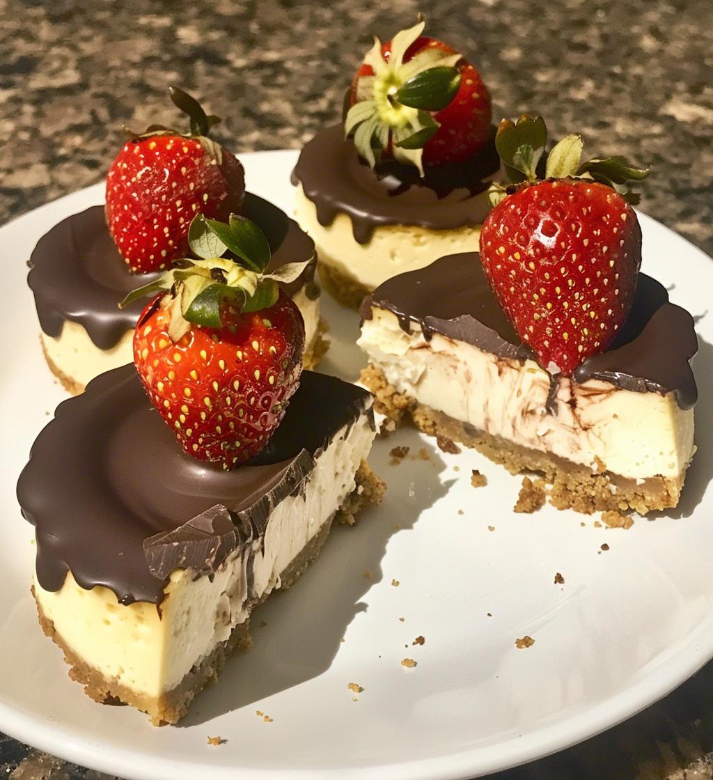 Mini Cheesecakes with Chocolate Covered Strawberries