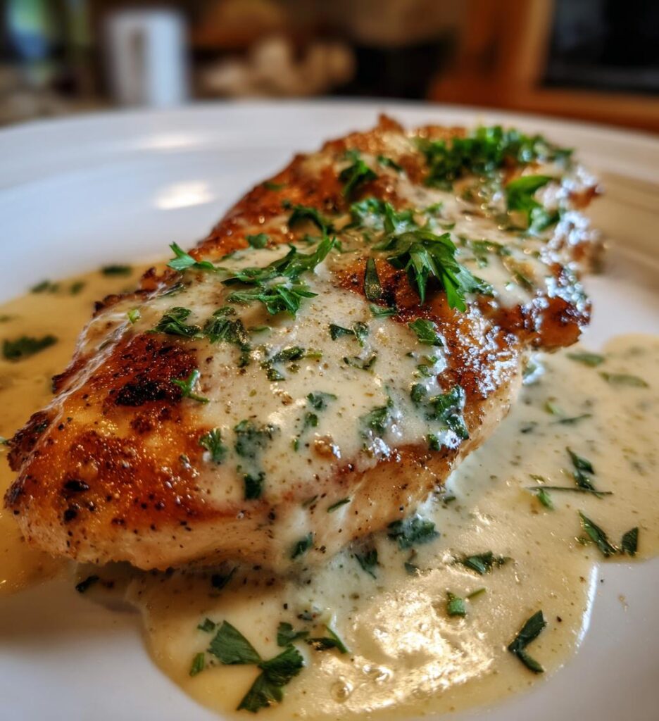 Parmesan Chicken with Garlic Cream Sauce