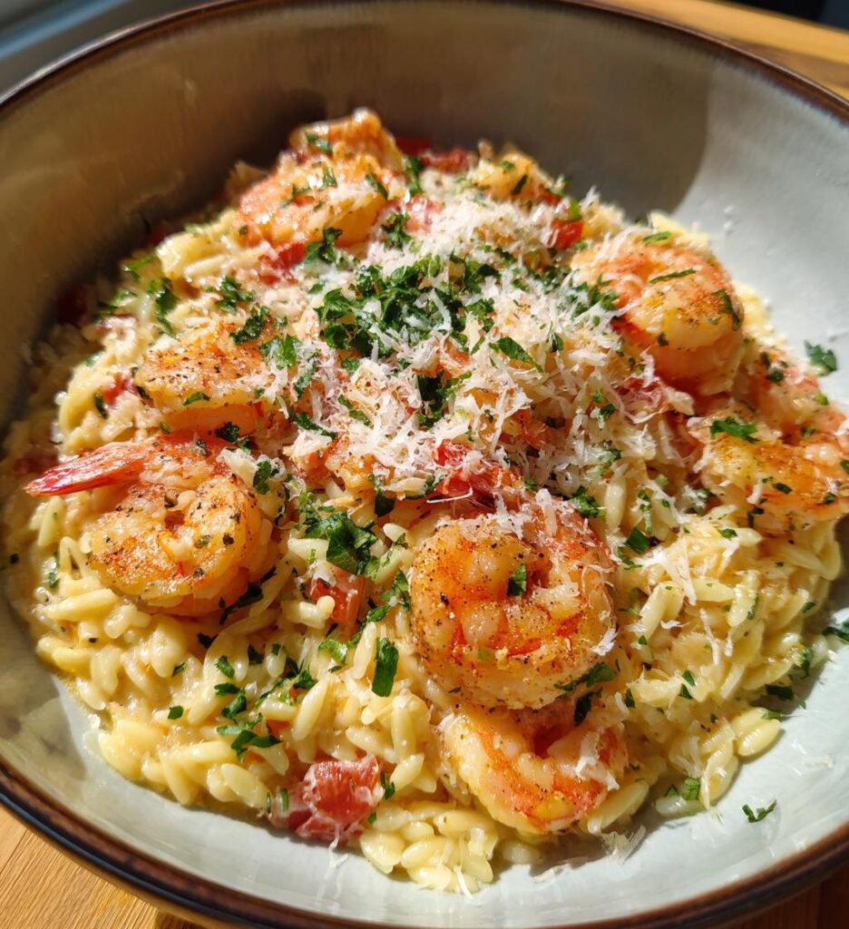 Parmesan Orzo with Shrimp