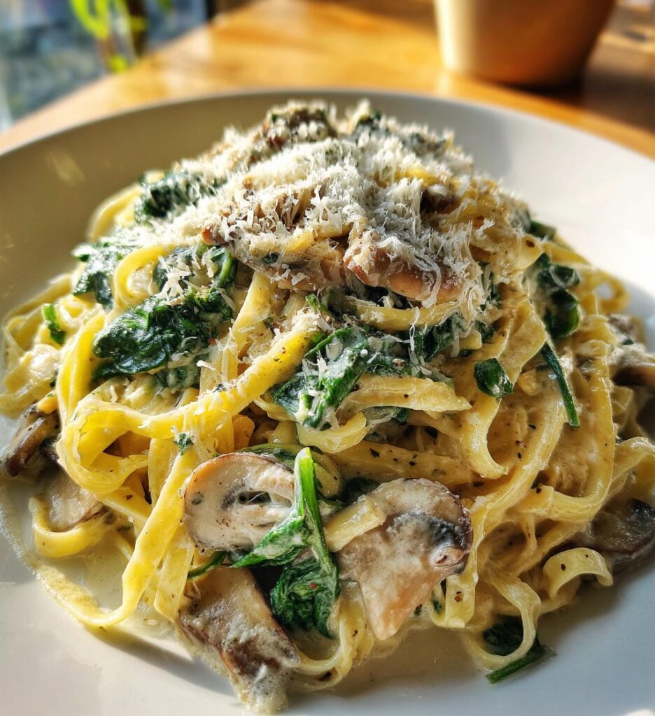 Parmesan Spinach Mushroom Pasta