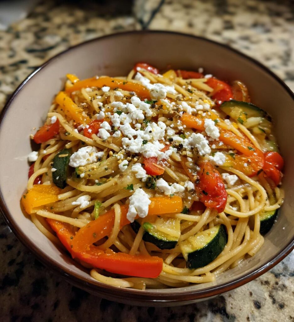 Roasted Veggie Pasta with Feta