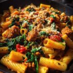 Sausage Rigatoni with Spinach