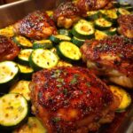 Sheet Pan Hot Honey Garlic Chicken and Zucchini