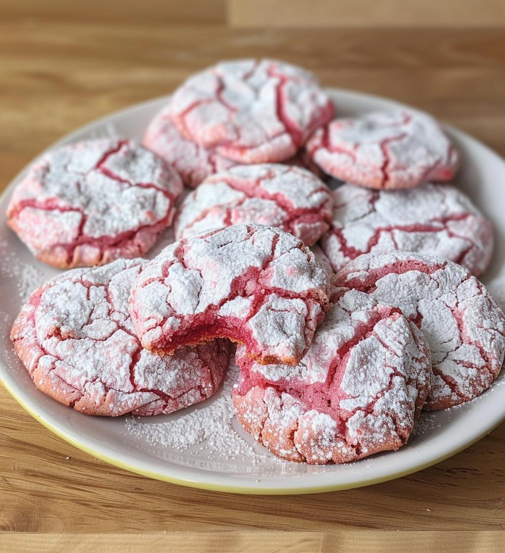 Strawberry Crinkle Cookies