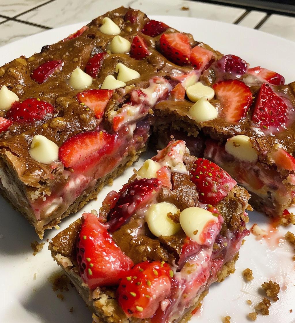 Strawberry White Chocolate Gooey Bars