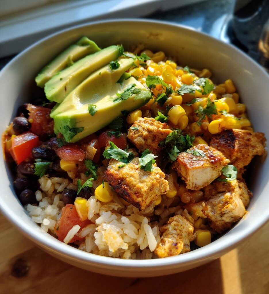 Street Corn Chicken Rice Bowl