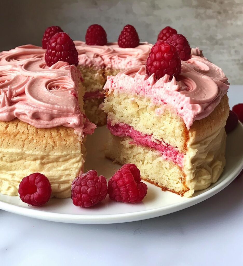 Sugar Cookie Cake with Raspberry Buttercream