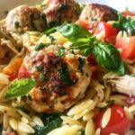Tuscan Chicken Meatballs and Orzo