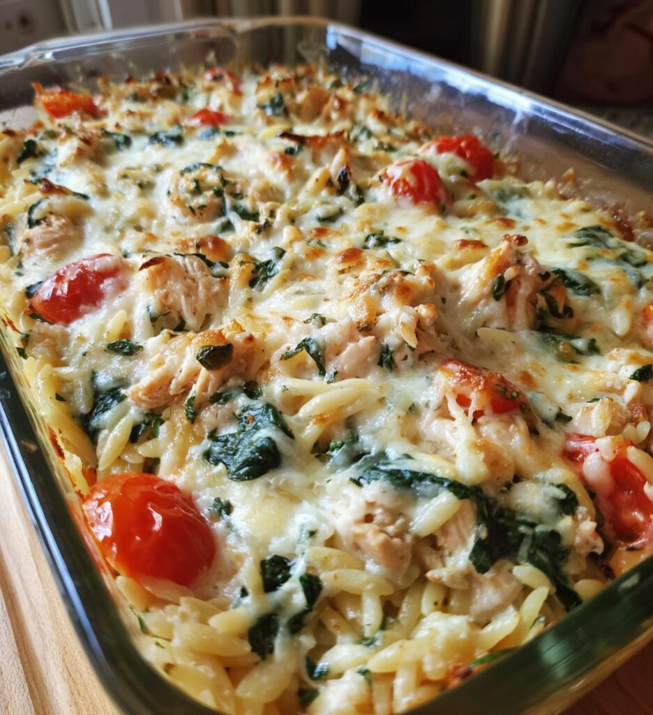 Tuscan Chicken Orzo Bake