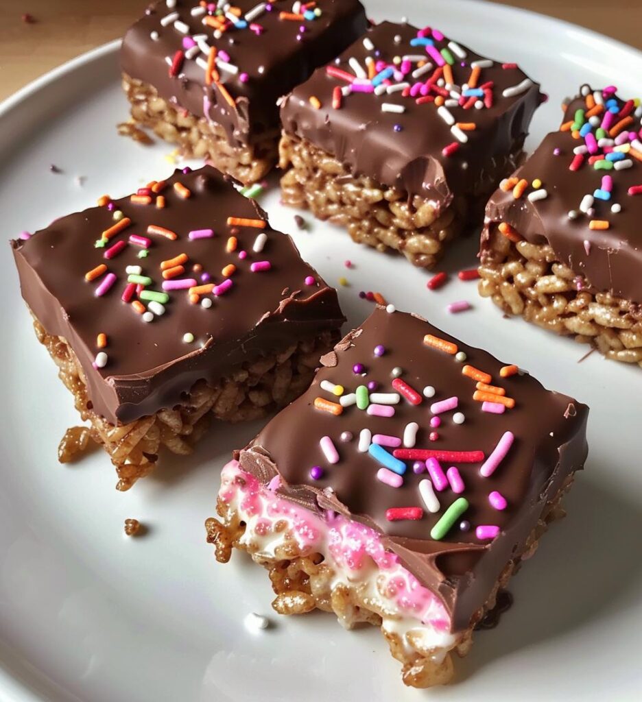 Valentine Chocolate Dipped Rice Krispie Treats
