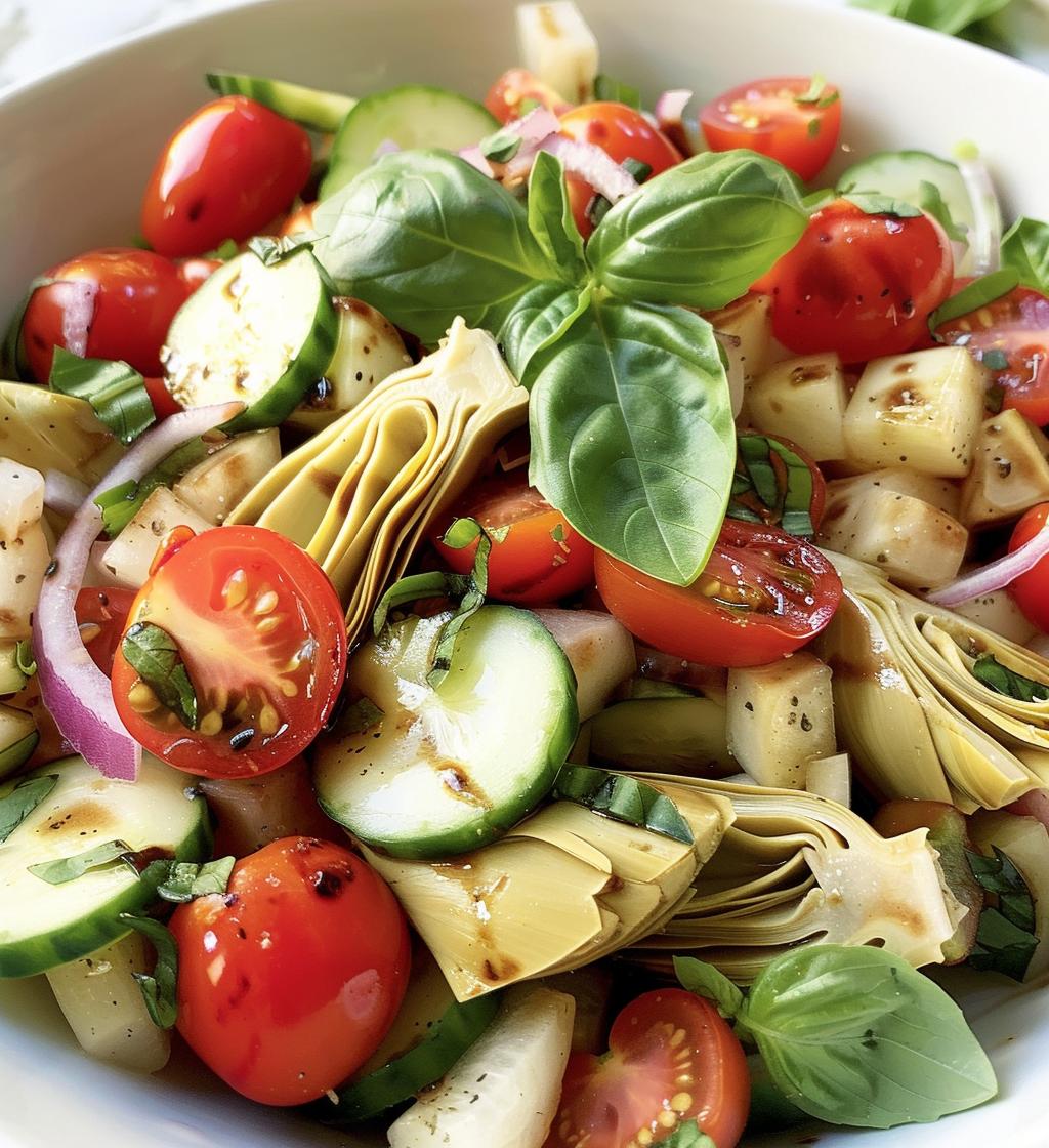 Vegan Tuscan Artichoke Tomato Salad - detail 1