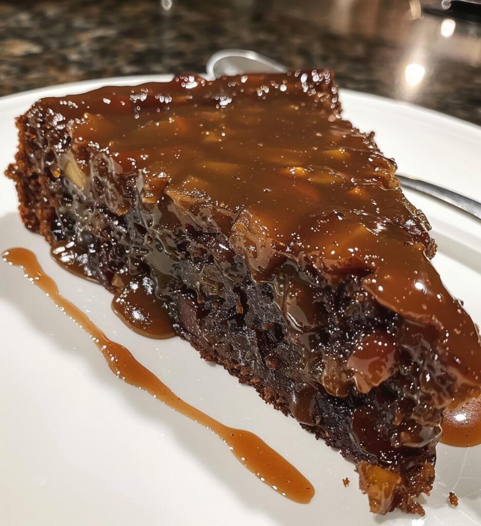 Warm Apple Date Treacle Cake with Butter Sauce