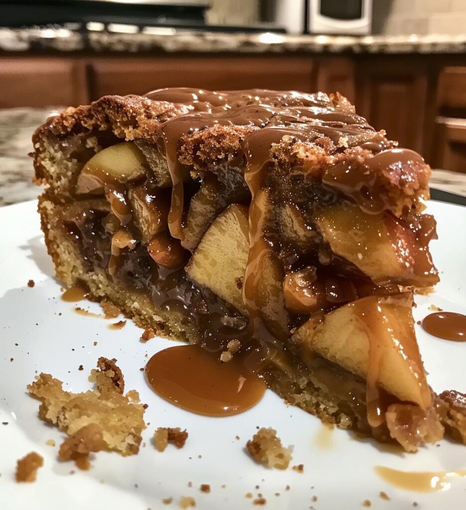 Warm Cinnamon Apple Date Cake with Maple Toffee