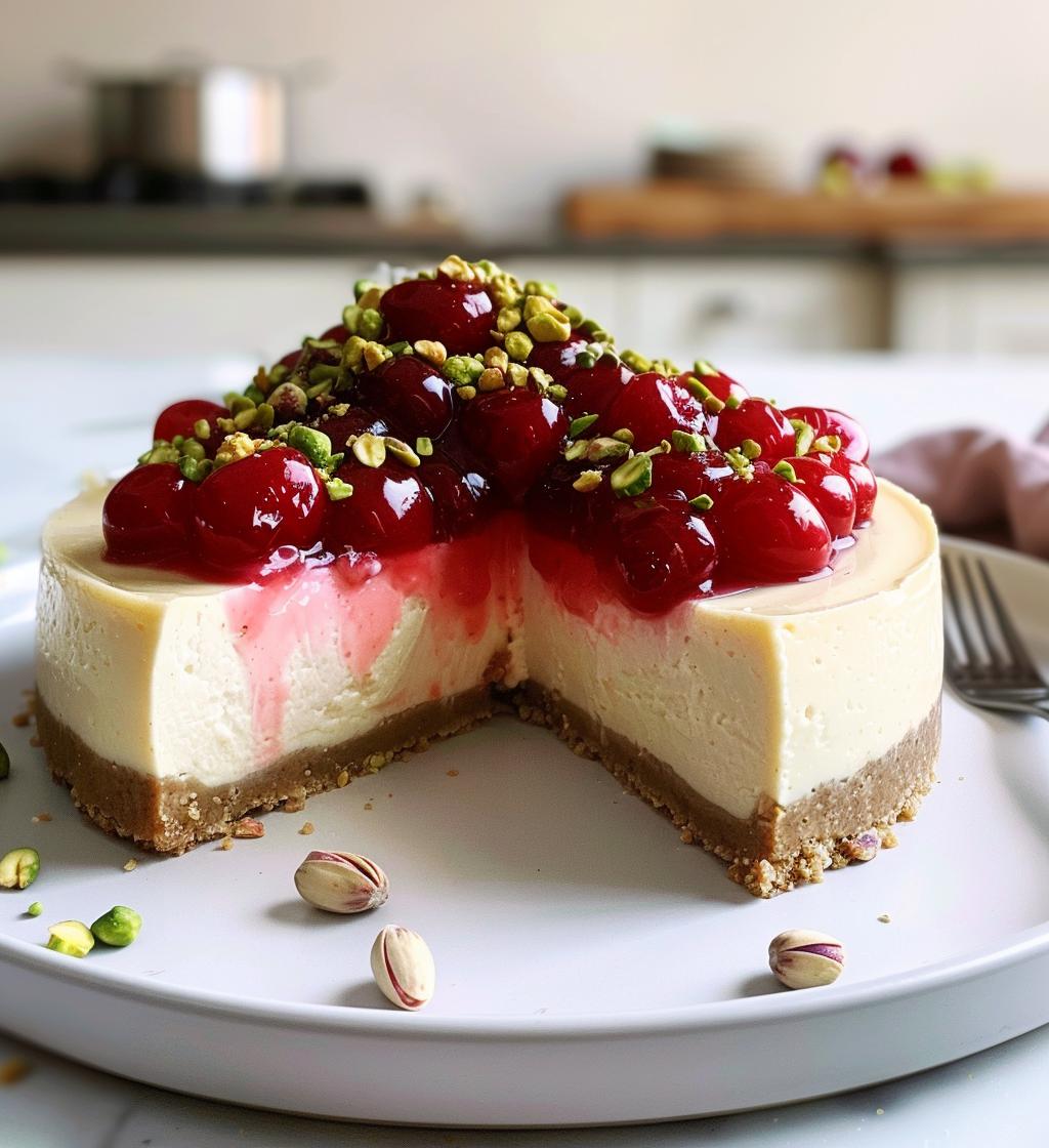 Cherry Pistachio Cheesecake