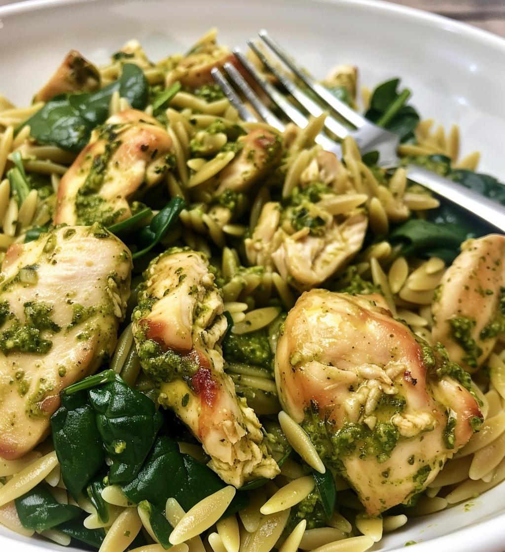 Chicken Orzo Spinach Pesto