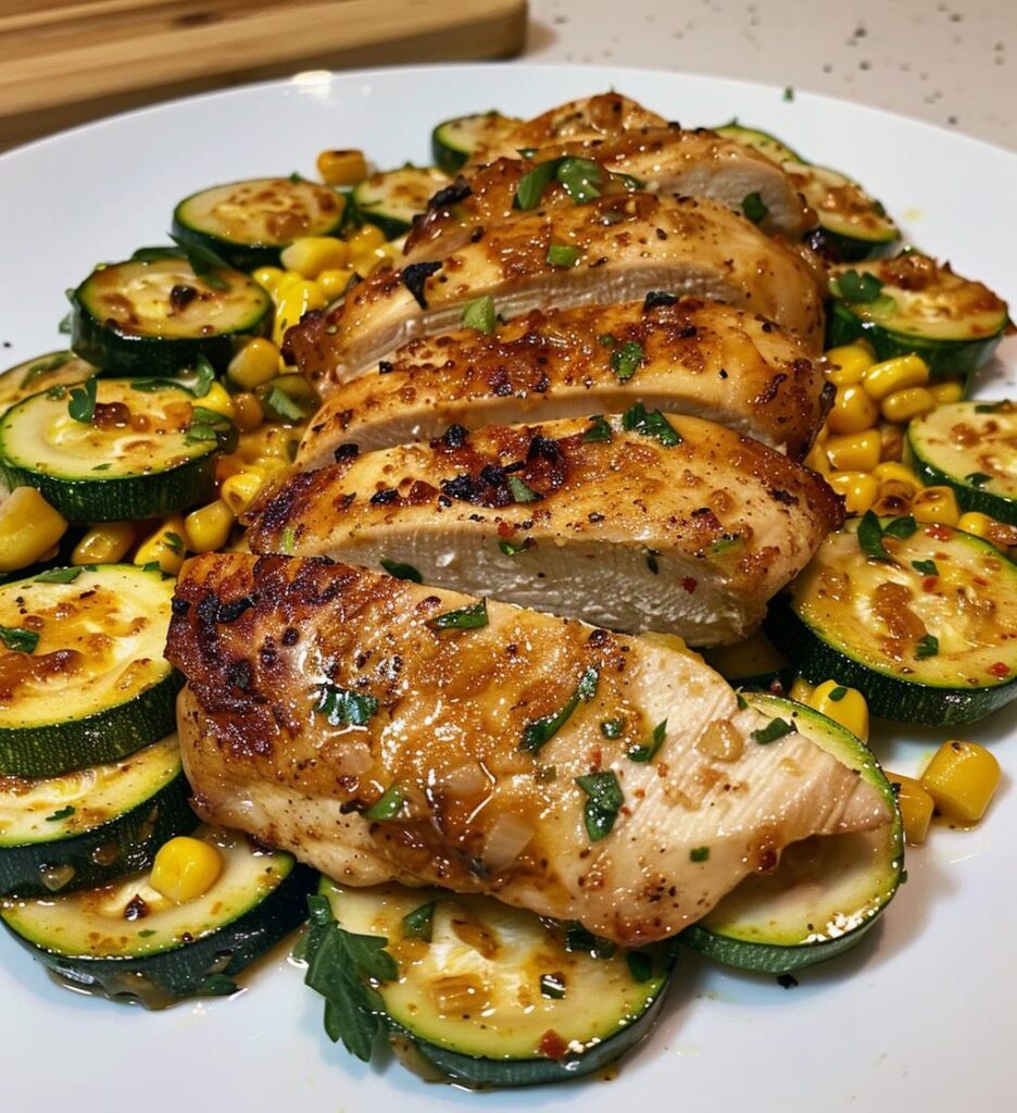 Garlic Butter Chicken with Zucchini and Corn