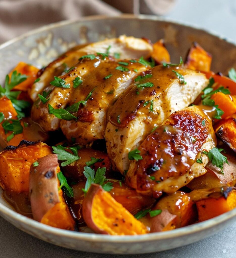 Maple Dijon Chicken Sweet Potato Bowl
