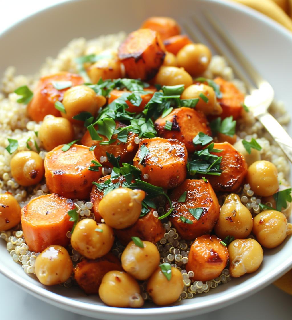 Roasted Carrot Chickpea Bowl