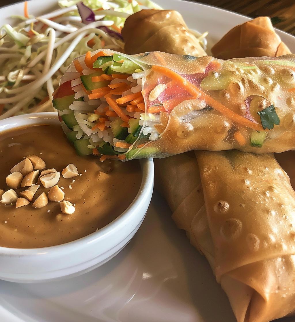 Vegetable Spring Rolls with Peanut Sauce