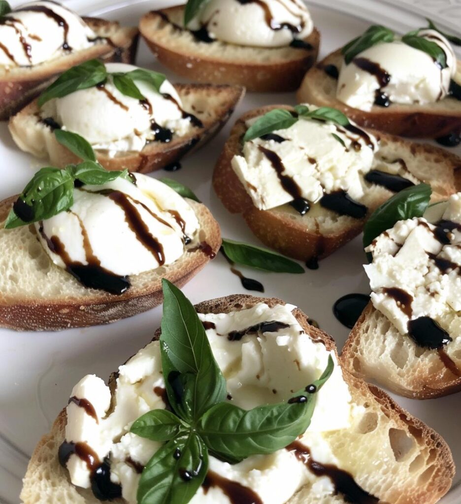 cheesy burrata crostini